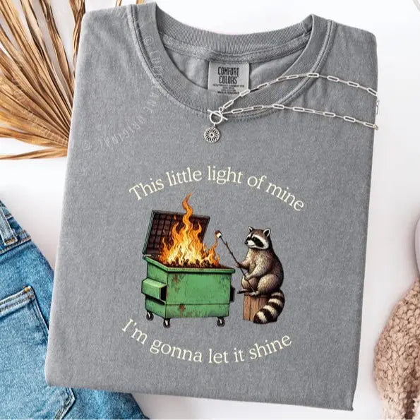 Comfort Colors Funny Parody Shirt: Dumpster Fire Raccoon TShirt, Mental Health Tee